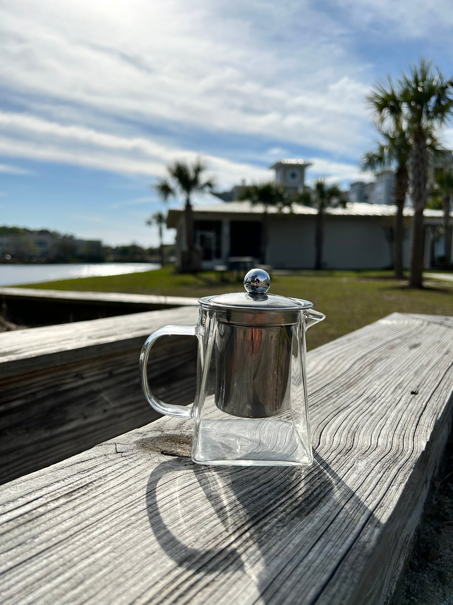Square Glass Tea Pot Cup  "Little Chariot"